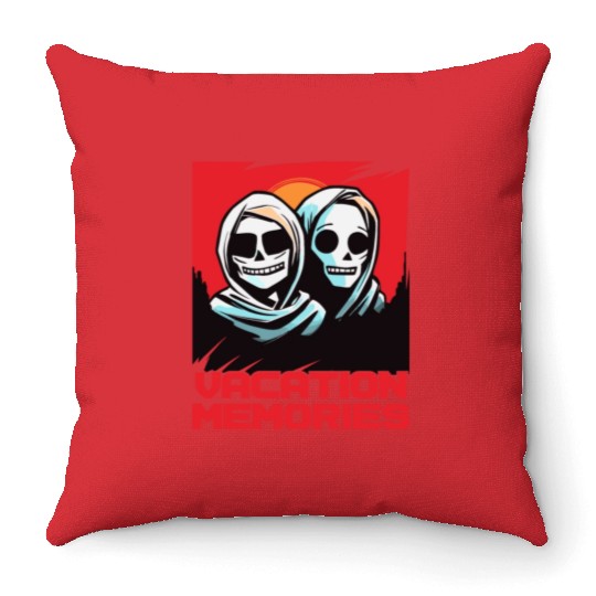 Strange Mummy: Vacation Memories Throw Pillows