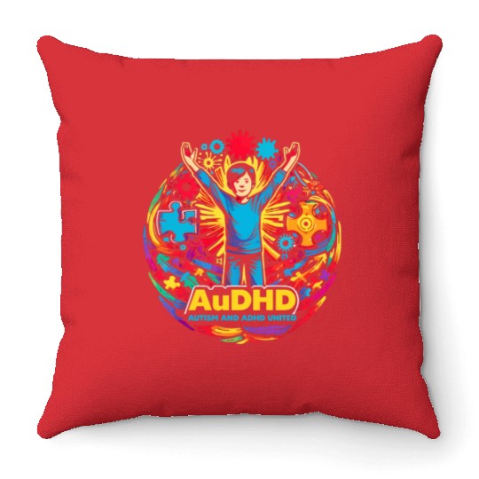AuDHD Autism ADHD Autistic Spectrum Neurodiversity Throw Pillows