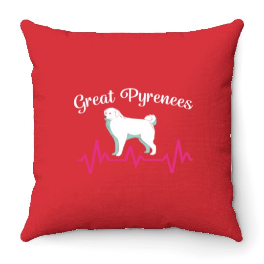 Pet Lover Great Pyrenees Dog Heartbeat Throw Pillows