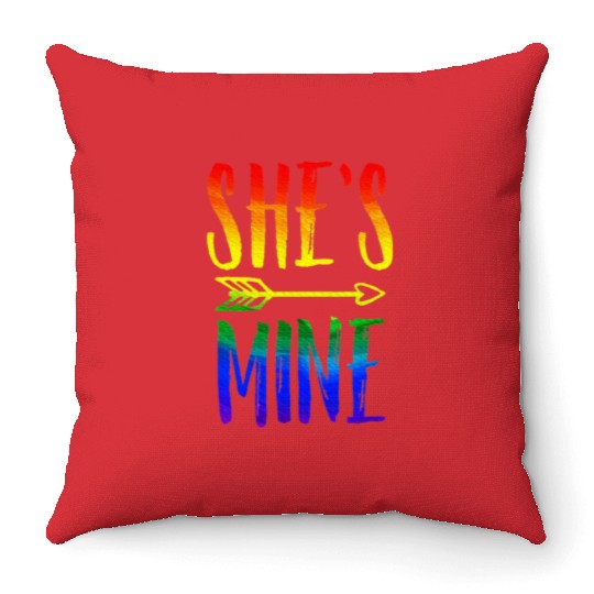 I'm Hers She's Mine LGBT Pride Lesbian Couple Throw Pillows