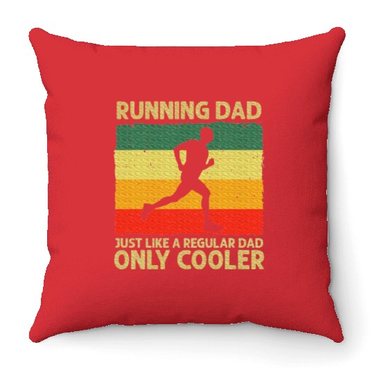 Running Dad Marathon Runner Coach Marathoner Throw Pillows