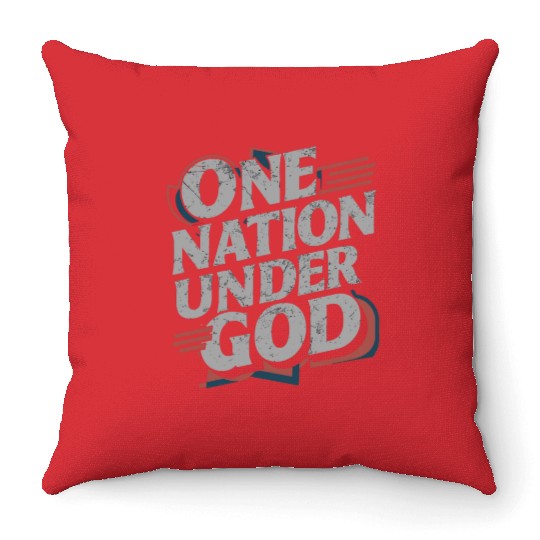 One Nation Under God Christian Pride Retro US Flag Throw Pillows