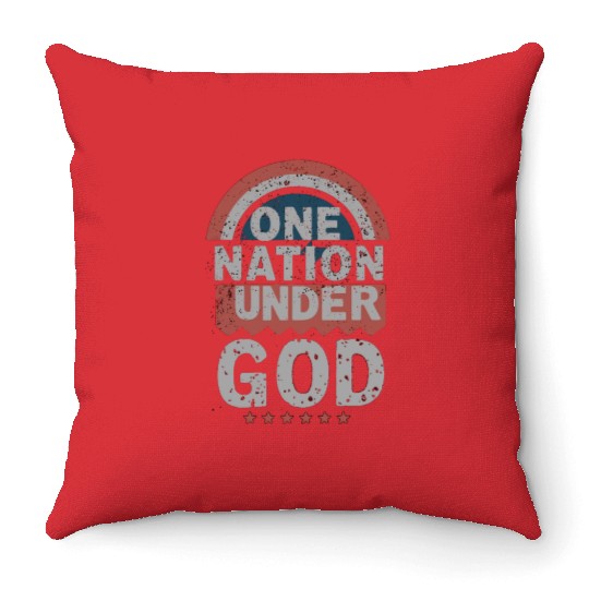 One Nation Under God Christian Pride Retro US Flag Throw Pillows