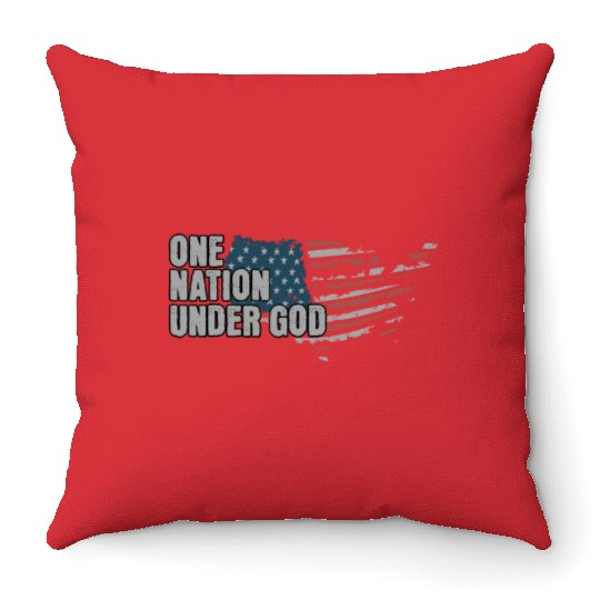 4th Of July One Nation Under God US Flag Faith Throw Pillows
