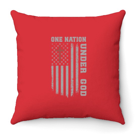 One Nation Under God US Flag Christian 4th of July Throw Pillows