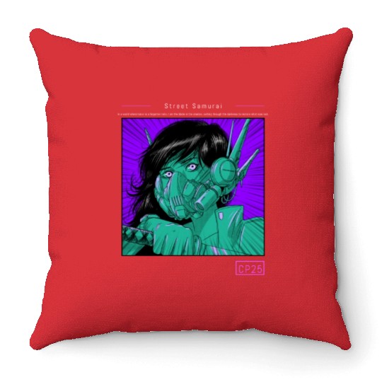 Street Samurai Throw Pillows