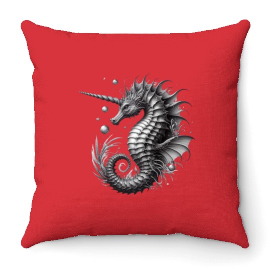 Unicorn Seahorse Fantasy Creature Throw Pillows