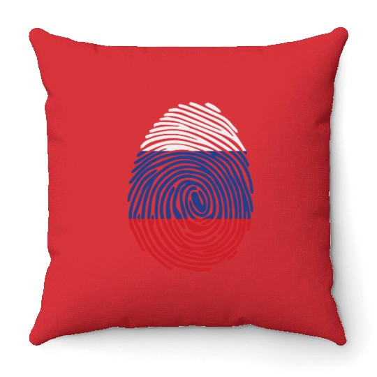 Russian fingerprint flag Throw Pillows