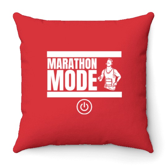 Marathon Mode On Funny Marathon Running Throw Pillows