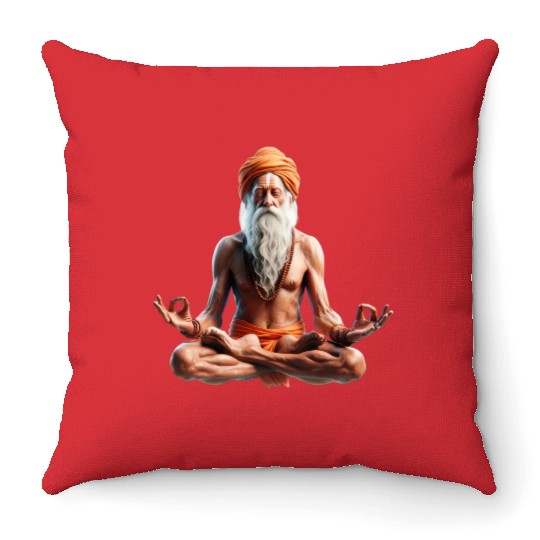 Peaceful Meditation Guru Throw Pillows