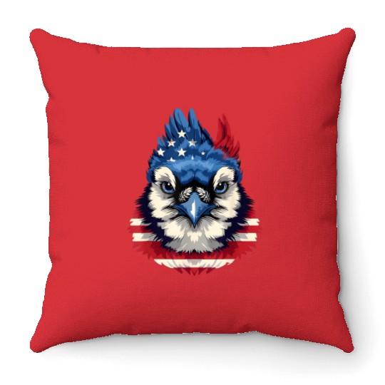 Patriotic Bird Face 4th Of July Throw Pillows