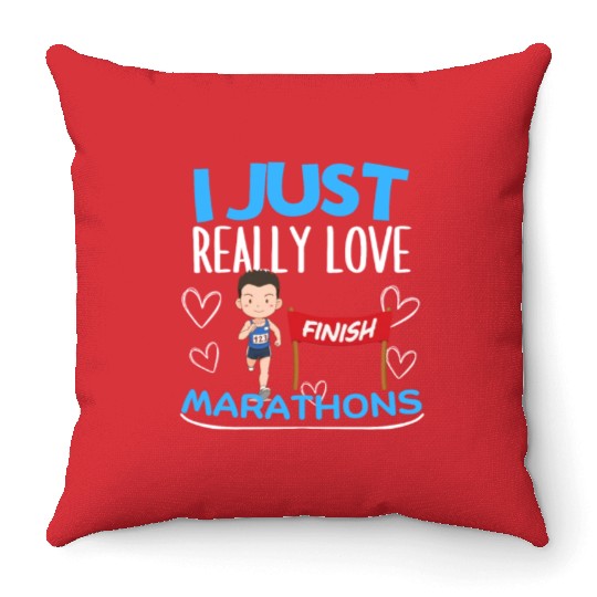 Marathon Running I Just Really Love Marathons Throw Pillows