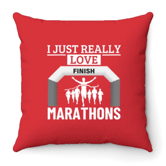 Marathon Running I Just Really Love Marathons Throw Pillows
