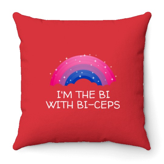Im the Bi with Biceps Bisexual LGBTQ Bi Pride LGBT Throw Pillows