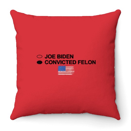 Joe Biden Vs Convicted Felon Funny 2024 Flag Throw Pillows