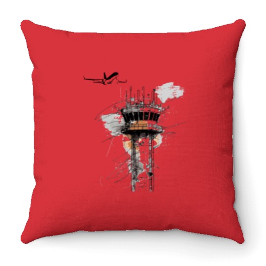 American Flag US, air traffic controller Throw Pillows
