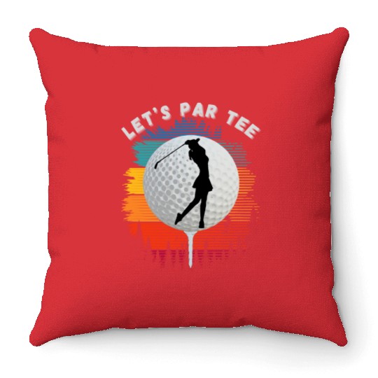 Let's Par Throw Pillows Golfer Silhouette women Golfer
