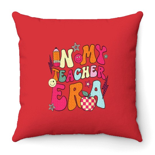 In My Teacher Era Teacher Throw Pillows