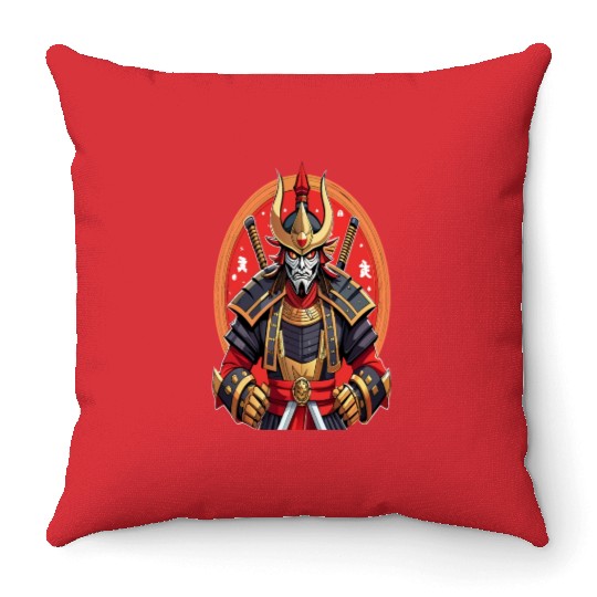 Samurai of the Rising Sun Throw Pillows