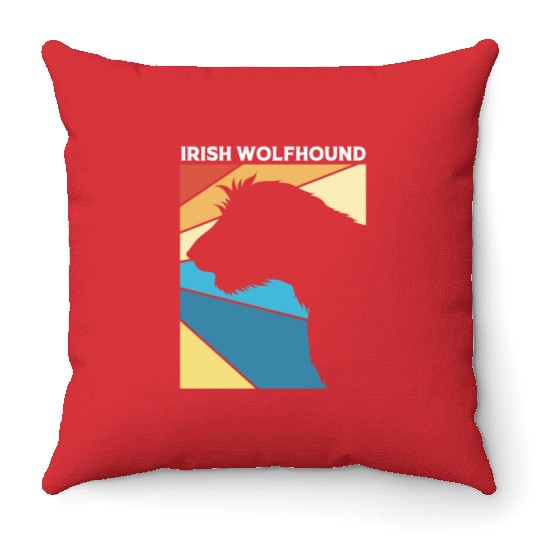 Retro 80s Irish Wolfhound Dog Silhouette Throw Pillows