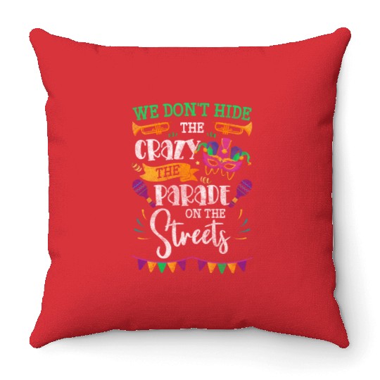 Mardi Gras Music Louisiana Queen Throw Pillows