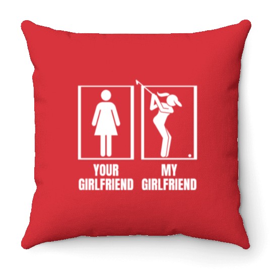 Golfing Your Girlfriend My Girlfriend Proud Throw Pillows