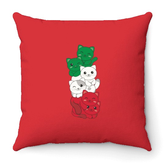Italian Flag Cat Italian Italy Throw Pillows