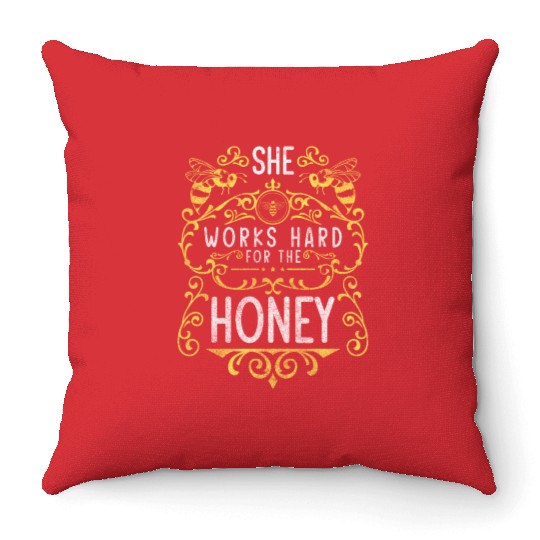 Bee Nature Flower Meadow Beekeeper Throw Pillows