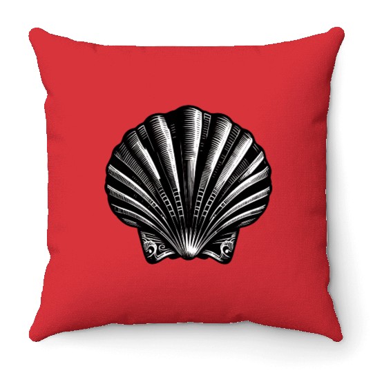 Scallop shell, symbolic of the Way of St. James Throw Pillows