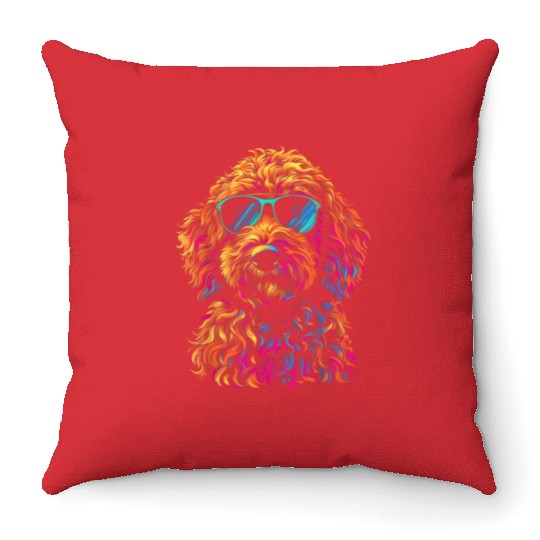 Goldendoodle Sunglasses Funny Doodle Throw Pillows