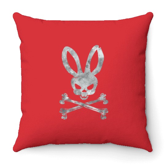Funny Easter Bunny Crossbones Throw Pillows