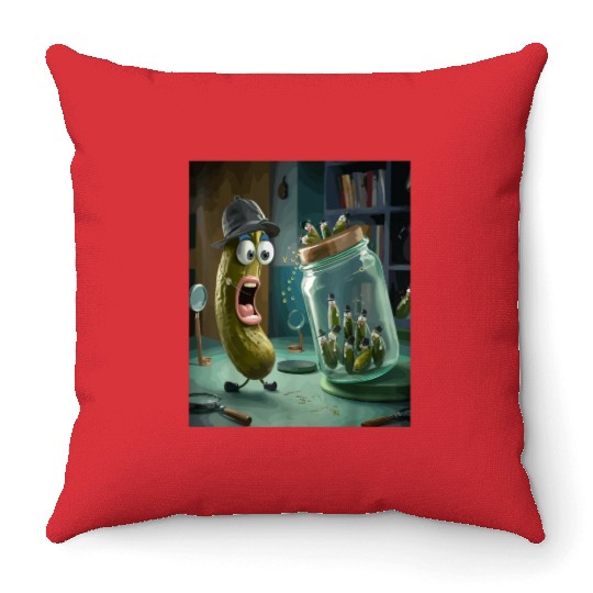 Funny Pickle Surprise Cucumber Pickles Throw Pillows