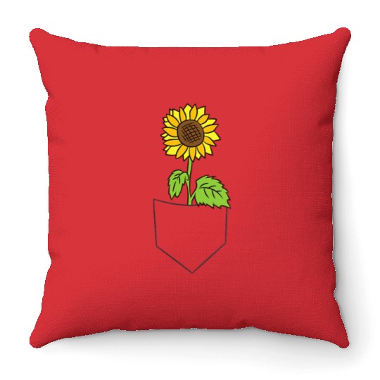 Gardening Sunflower Pocket Gardener Throw Pillows