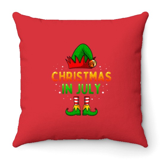 Christmas In July Santa Elf Throw Pillows