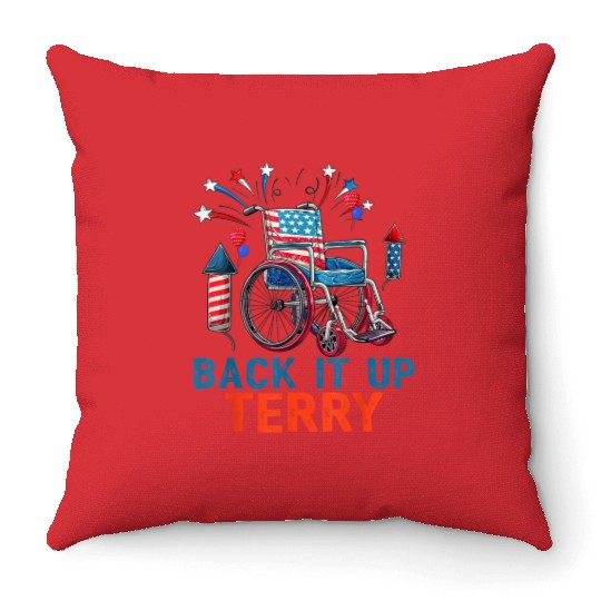 Back Terry Fireworks 4th July Throw Pillows
