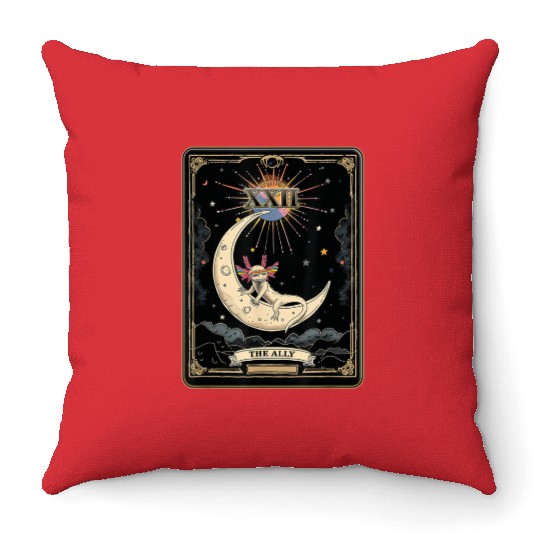 Pride Rainbow Sunglasses Ally Axolotl Throw Pillows