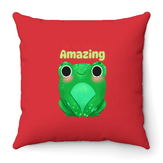 Toad with funny quote Throw Pillows