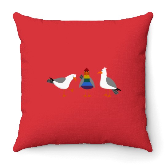 Seagull LGBT Gay Lesbian Rainbow Flagge Throw Pillows