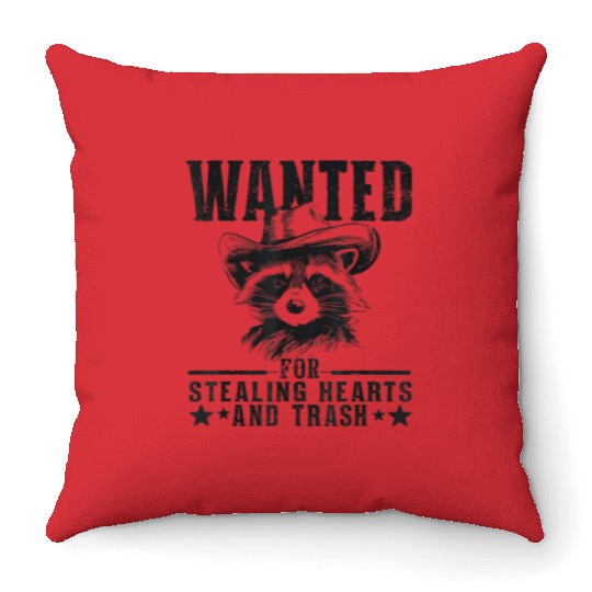 Funny Raccoon Hat Cowboy Trash Western Throw Pillows
