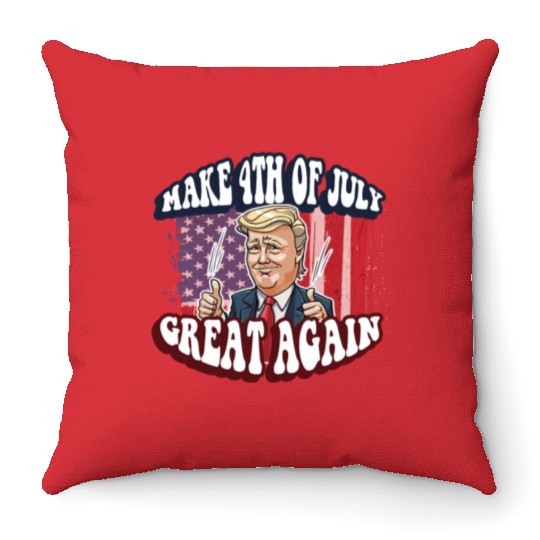 Make 4th Of July Great Again 2024 Donald Trump Throw Pillows