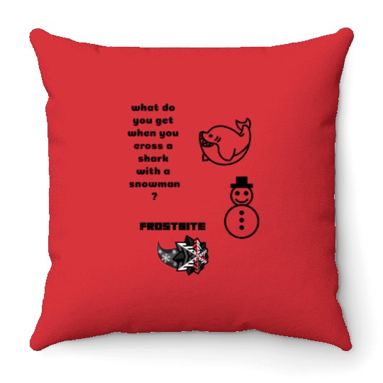 snowman/shark cross Throw Pillows