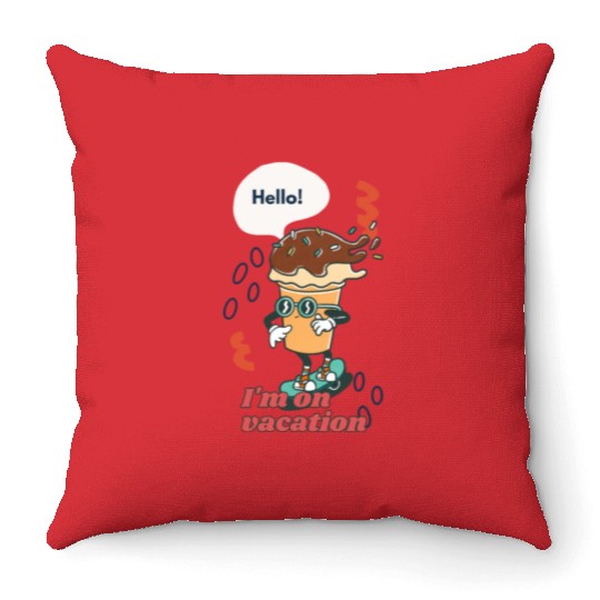 Funny joyful Cool Vacation Ice Cream Cone Throw Pillows