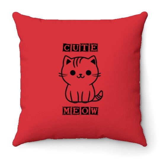 cute meow Throw Pillows