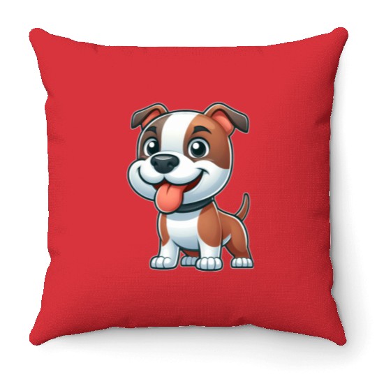 Cute dog pitbull American Staffordshire Terrier Throw Pillows