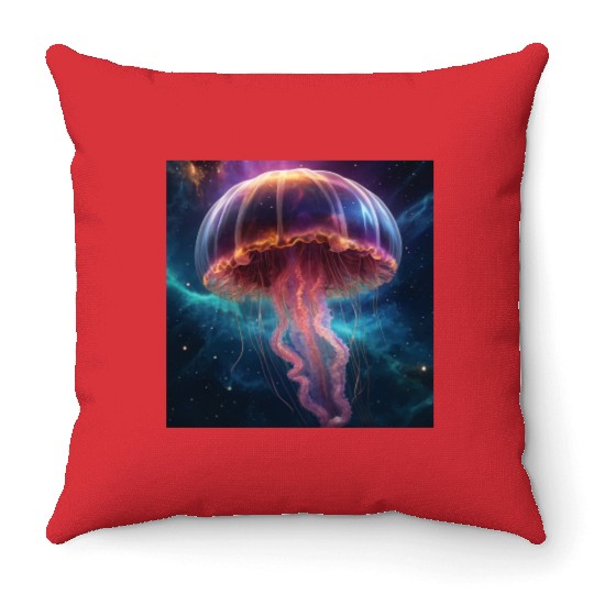 Cosmic Jellyfish Dance Throw Pillows