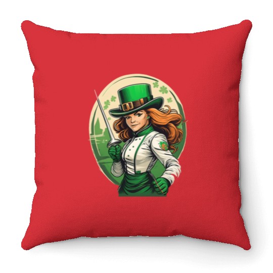 St. Patrick's Day Shamrock St Paddy's Day Fencing Throw Pillows