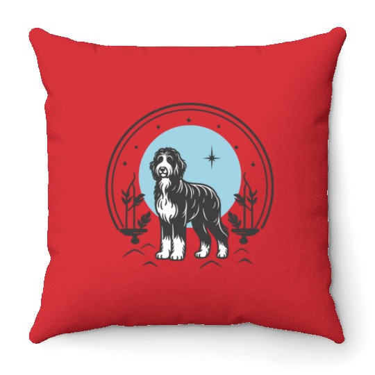 Bernedoodle Tarot Card Dog | Celestial and Starsee Throw Pillows