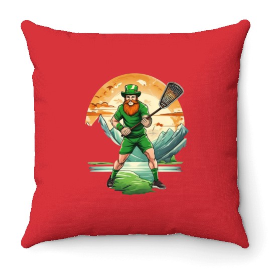 St. Patrick's Day Shamrock St Paddy's Day Lacrosse Throw Pillows