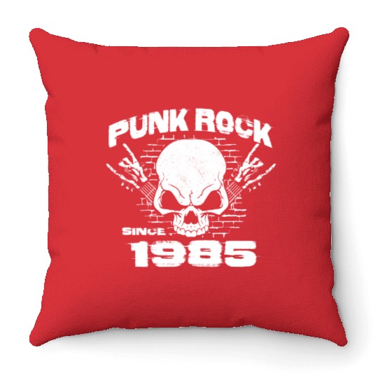 39th Birthday - Punk Rock Since 1985 Skull Rock Throw Pillows