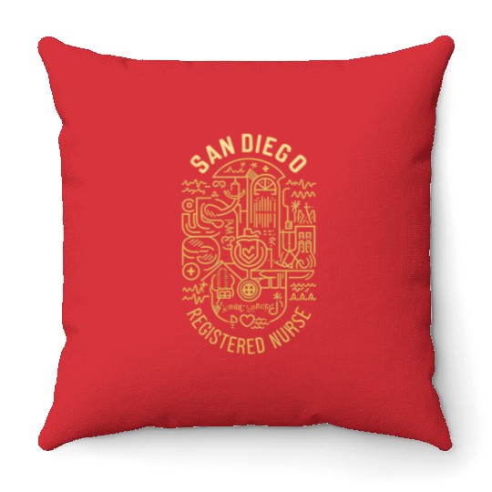 San Diego Registered Nurse Graphic Design Throw Pillows